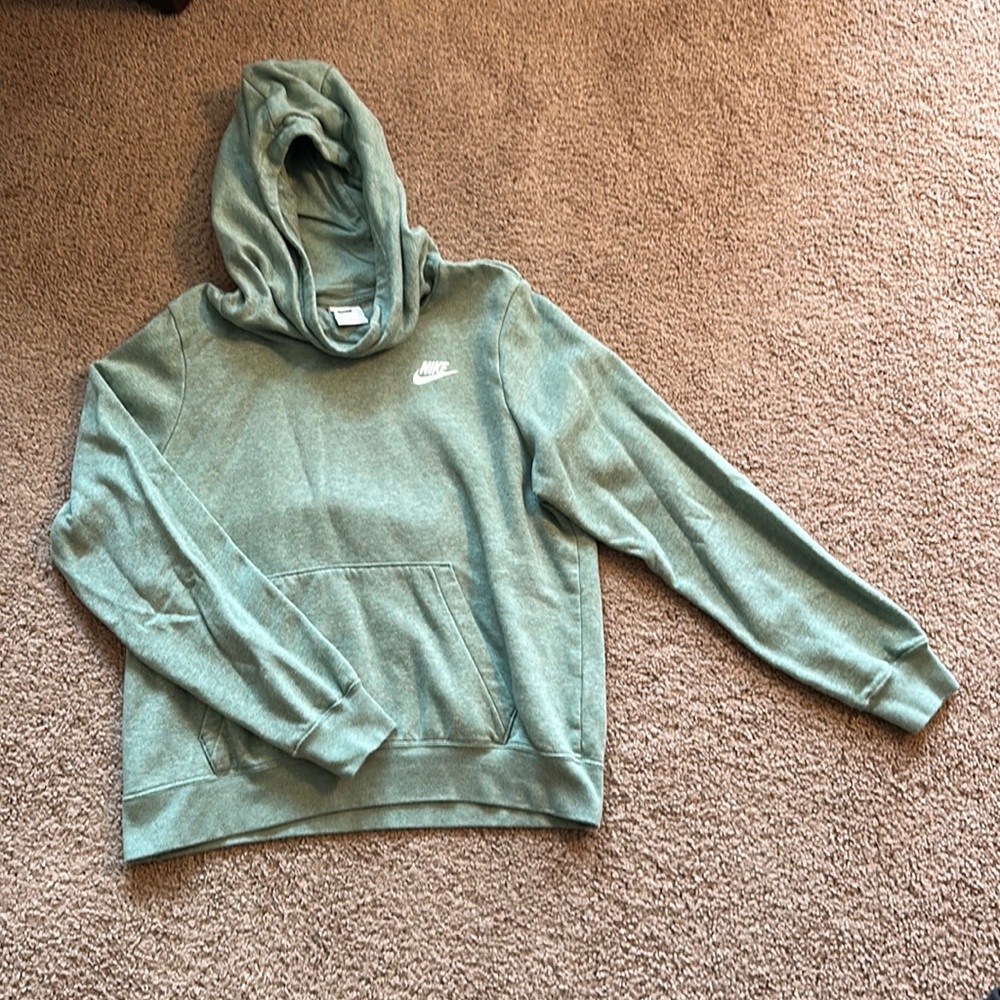 Nike Green Hooded Sweatshirt with White Swoosh